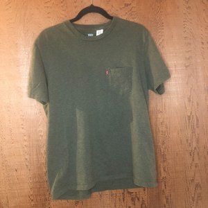 Levi's Sunset Pocket Tee Shirt Sea Moss Heather Supima L Large